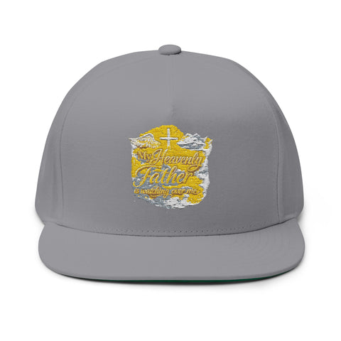 Embroidered Gold Crest Flat Bill Cap — Vintage Shield Logo Hat