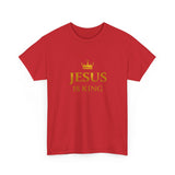 Jesus Is King T‑Shirt — Gold Crown Christian Tee