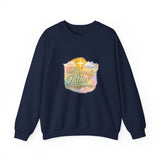 Religious Sweatshirt - My Heavenly Father Watercolor Cross Crewneck