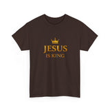 Jesus Is King T‑Shirt — Gold Crown Christian Tee