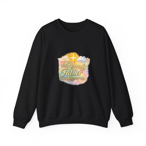 Religious Sweatshirt - My Heavenly Father Watercolor Cross Crewneck