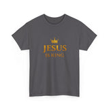 Jesus Is King T‑Shirt — Gold Crown Christian Tee