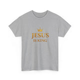 Jesus Is King T‑Shirt — Gold Crown Christian Tee