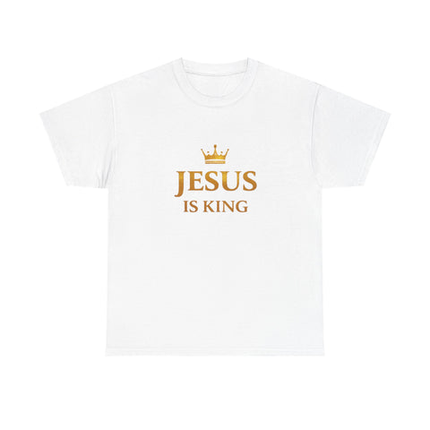Jesus Is King T‑Shirt — Gold Crown Christian Tee
