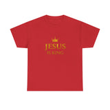 Jesus Is King T‑Shirt — Gold Crown Christian Tee