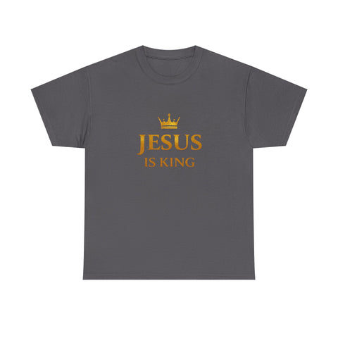 Jesus Is King T‑Shirt — Gold Crown Christian Tee
