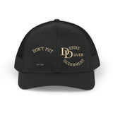 Retro Trucker Hat — Minimal Gold Monogram & 'DESIRE ISUREMENT' Embroidered Mesh Cap