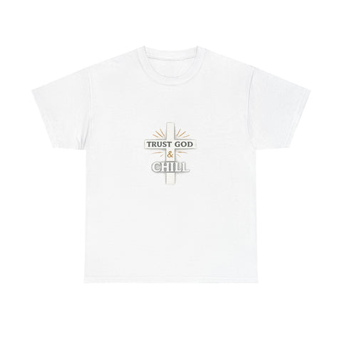 Trust God & Chill T‑Shirt — Inspirational Christian Tee with Cross Design