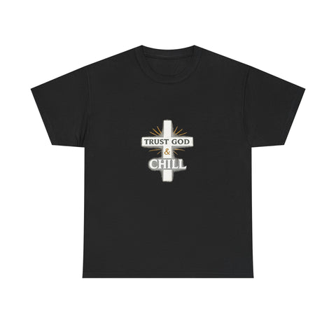 Trust God & Chill T‑Shirt — Inspirational Christian Tee with Cross Design
